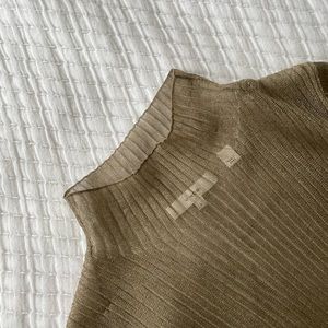 Vince Mesh Metallic Striped Top